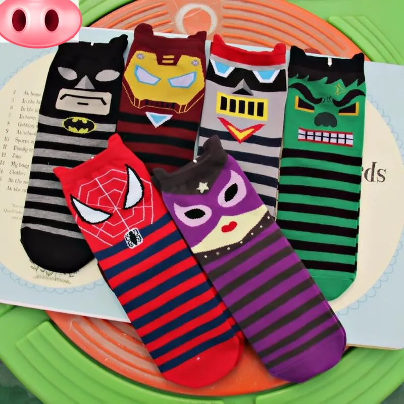 Пара модных носков унисекс в стиле Харадзюку хлопковые носки с 3D рисунком Мстителей, автомобилей, людей забавные носки с супергероями