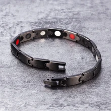 Vinterly, черный мужской браслет, звено цепи, браслет из нержавеющей стали, женский, энергия здоровья, магнитные браслеты для женщин, мужские ювелирные изделия