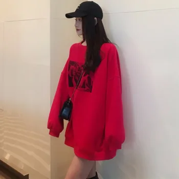 

Lychee Girls Fleeced Character Sweatshirts Female Long Sleeve O Neck Pullovers Spring Autumn Casual Women Sweatshirts