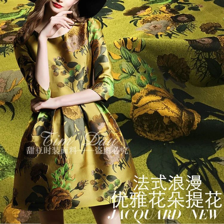 Žakárové textilie květiny jaro podzim a zima olejomalba žakárové módní tlusté textilie šaty sukně vysoce kvalitní větrovka
