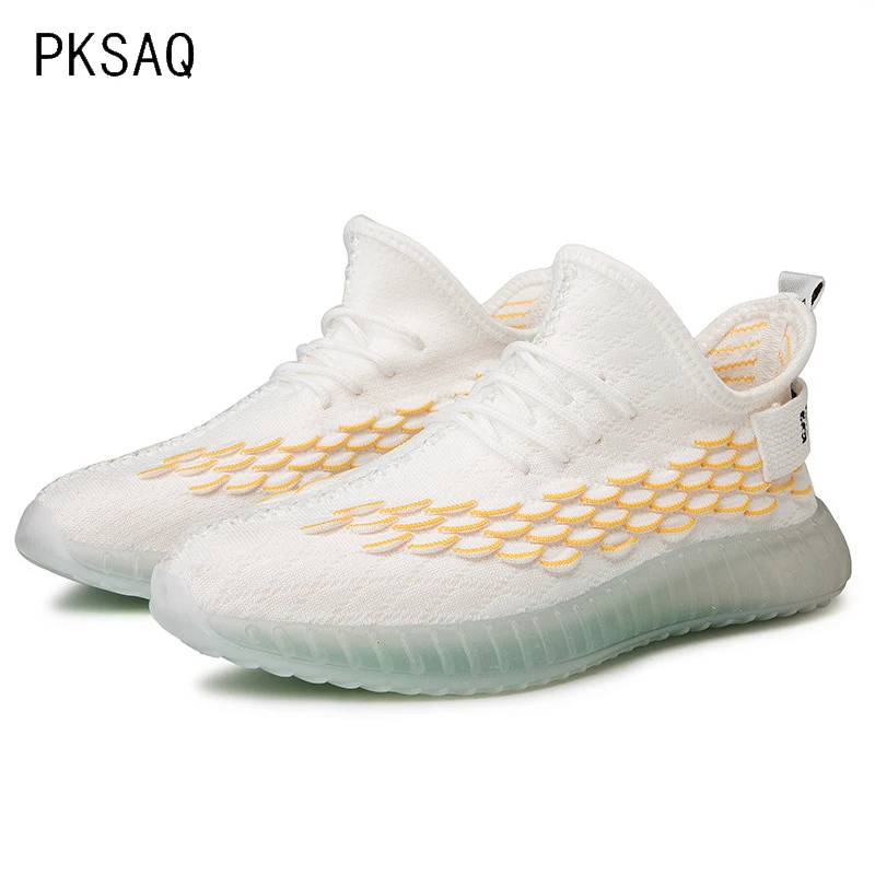 

2019 Spring Summer New Men Sneakers Breathable Round Head Strap Casual Shoes Transparent Color Matching Bottom Set Flat Shoes
