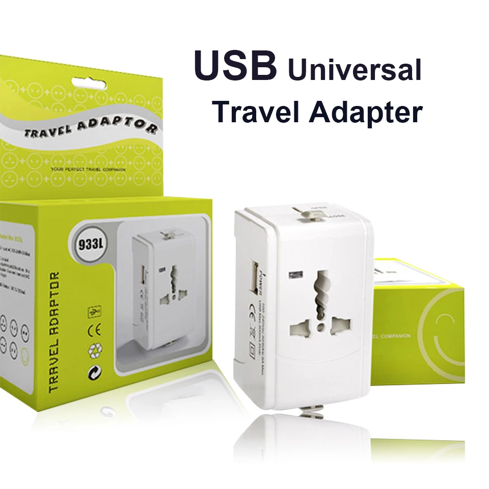 

Universal International World AC Electrical Power Plug Travel Socket Outlet Adapter Adaptor Converter 1 USB EU European US UK AU