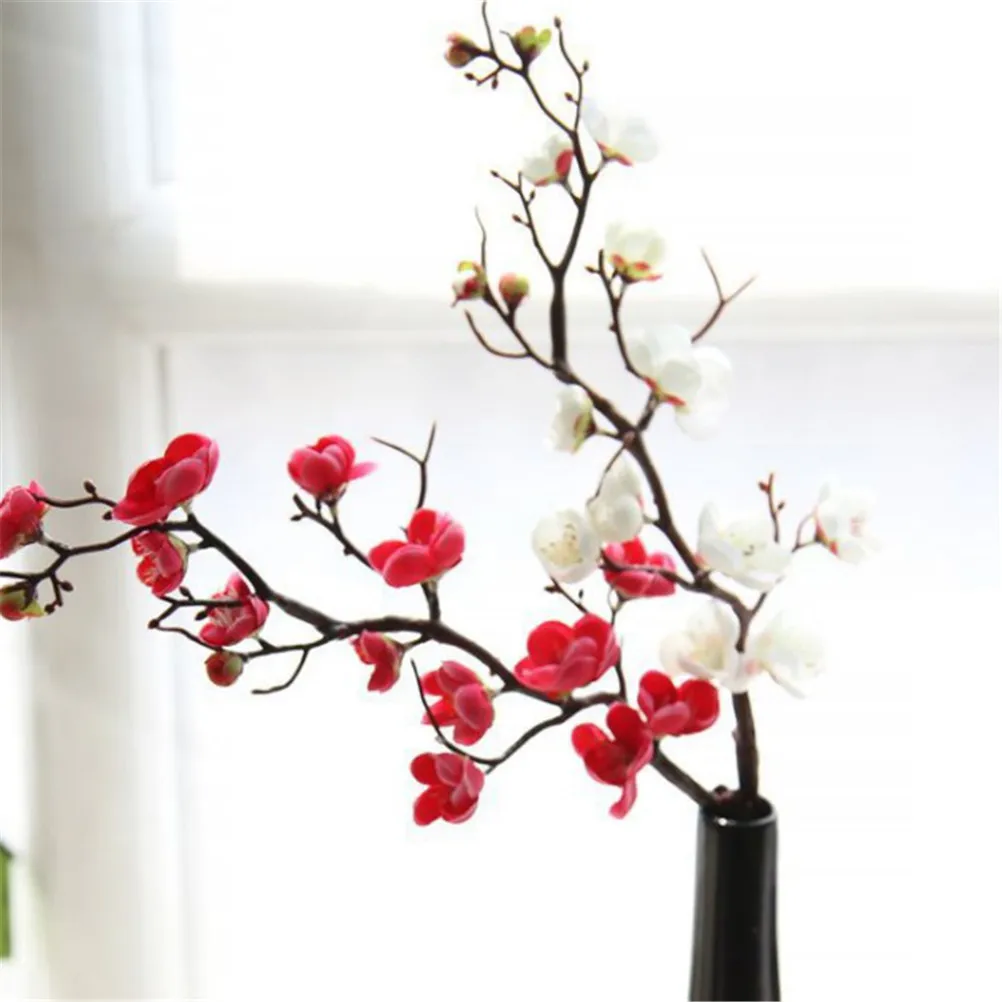 1PC Artificial Plum Blossom Silk Flowers Branch Silk Flower Arrangement Wintersweet Floral Branches 60CM