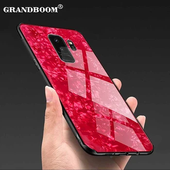 

10pcs Tempered Glass Bling Conch Shell Case For Samsung Galaxy S9 8 Plus Note 8 Soft TPU Silicone Frame Hard Back Luxury Cover