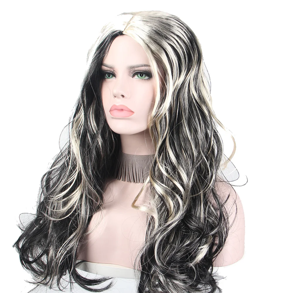 Anxin черный и белый синтетический парик для косплея аниме праздничное платье волнистый парик мультфильм ролевые парики для женщин девочек