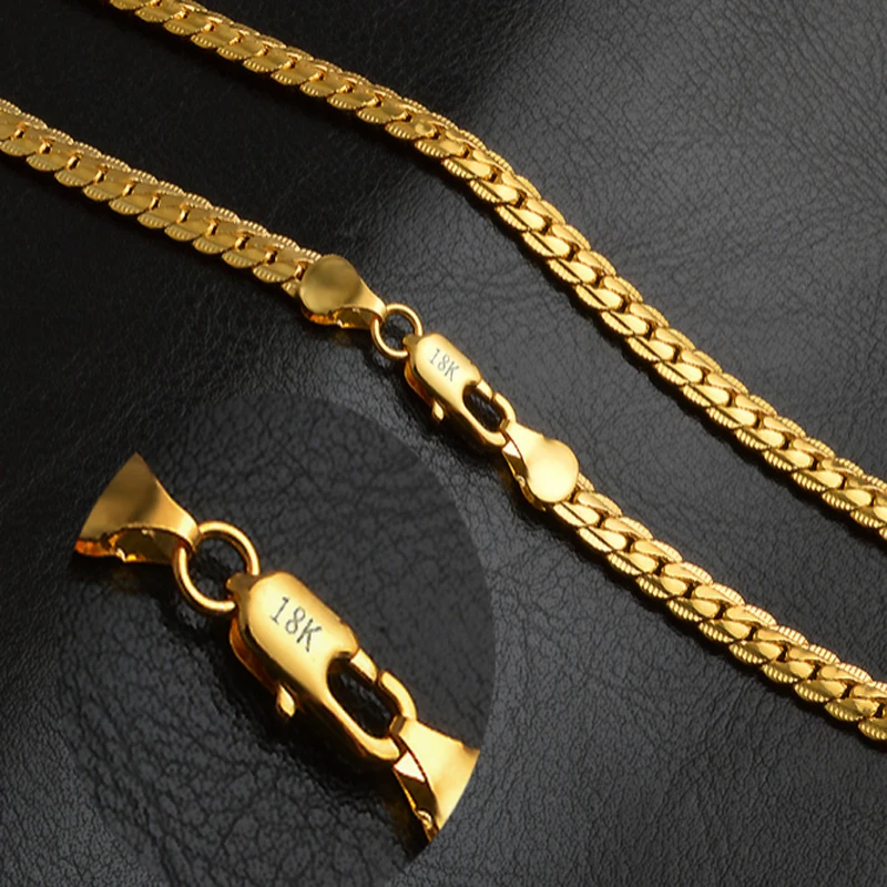 

New Arrival ! 20inch golden plated jewelry Women 5MM Wide herringbone chain cool men's necklace N71