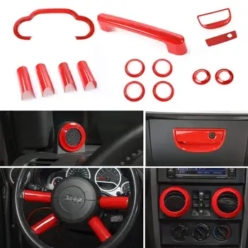 

Dashboard Steering Wheel Speaker Air Vent Decoration Cover Trim Sticker for Jeep Wrangler 2007-2010 Interior Accessories Styling