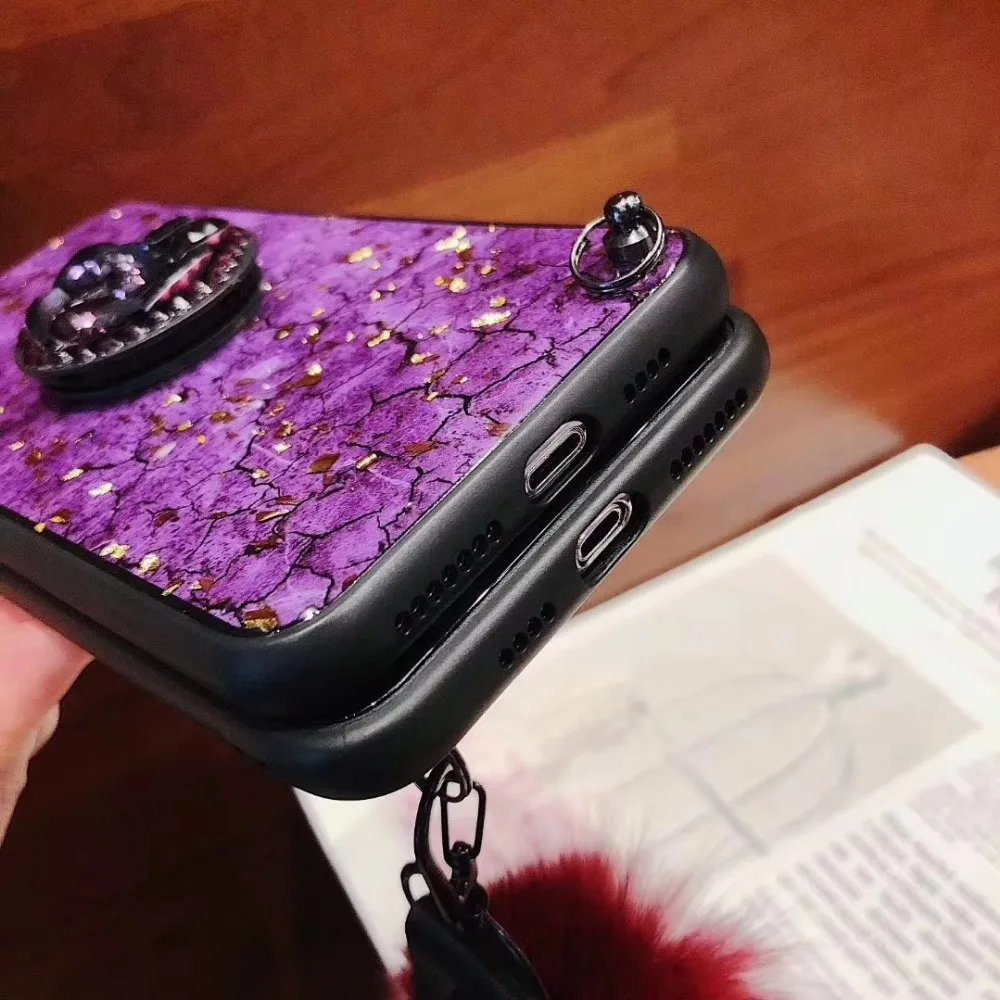 Glitter DIY Fur Hair Ball+Crystal Bracket+Strap Phone Case For Samsung S8 S9 Plus Note 8 9 For iphone 6 6s 7 8 Plus XS MAX XR Glitter DIY Fur Hair Ball+Crystal Bracket+Strap Phone Case For Samsung S8 S9 Plus Note 8 9 For iphone 6 6s 7 8 Plus XS MAX XR