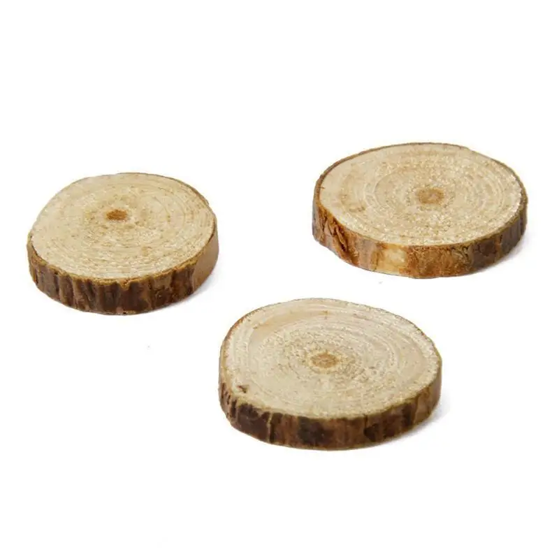 30pcs 1-3CM Round Rustic Woods Slices Unfinished Wood, Great for Weddings Centerpieces, Crafts