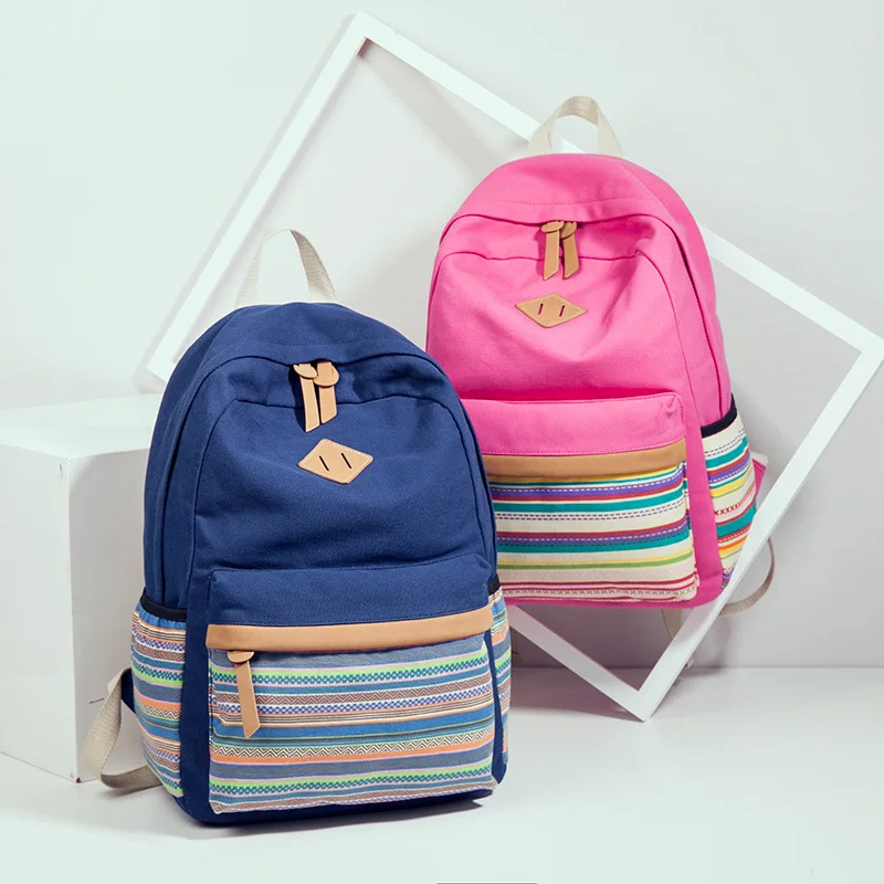 2018 New Korean Version Fashional Women Canvas Backpacks School Bags