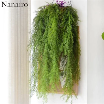 

105CM 3-Fork Large Green Pine Needles Artificial Hanging Plants Indoor For Plastic Flowers For Home Wedding Party Decoration