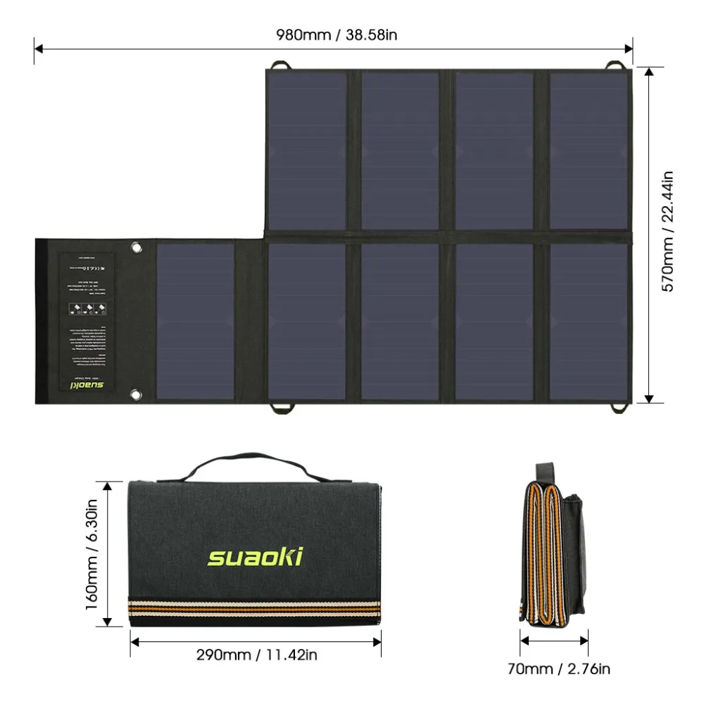 Горячая Suaoki 60 Вт солнечная панель 5 В USB и 18 в DC выход портативный складной внешний аккумулятор Солнечное зарядное устройство для смартфона ноутбука