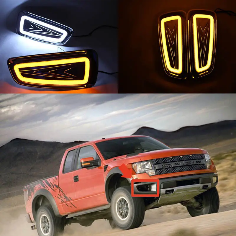 

2*LED Daytime Running Lights DRL Turn yellowFor Ford F-150 SVT Raptor 2010-2014