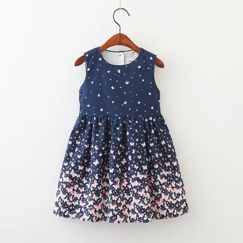 

2018 new children's skirts, spring and summer girls, butterfly prints, cotton dresses, children's wear wholesale.