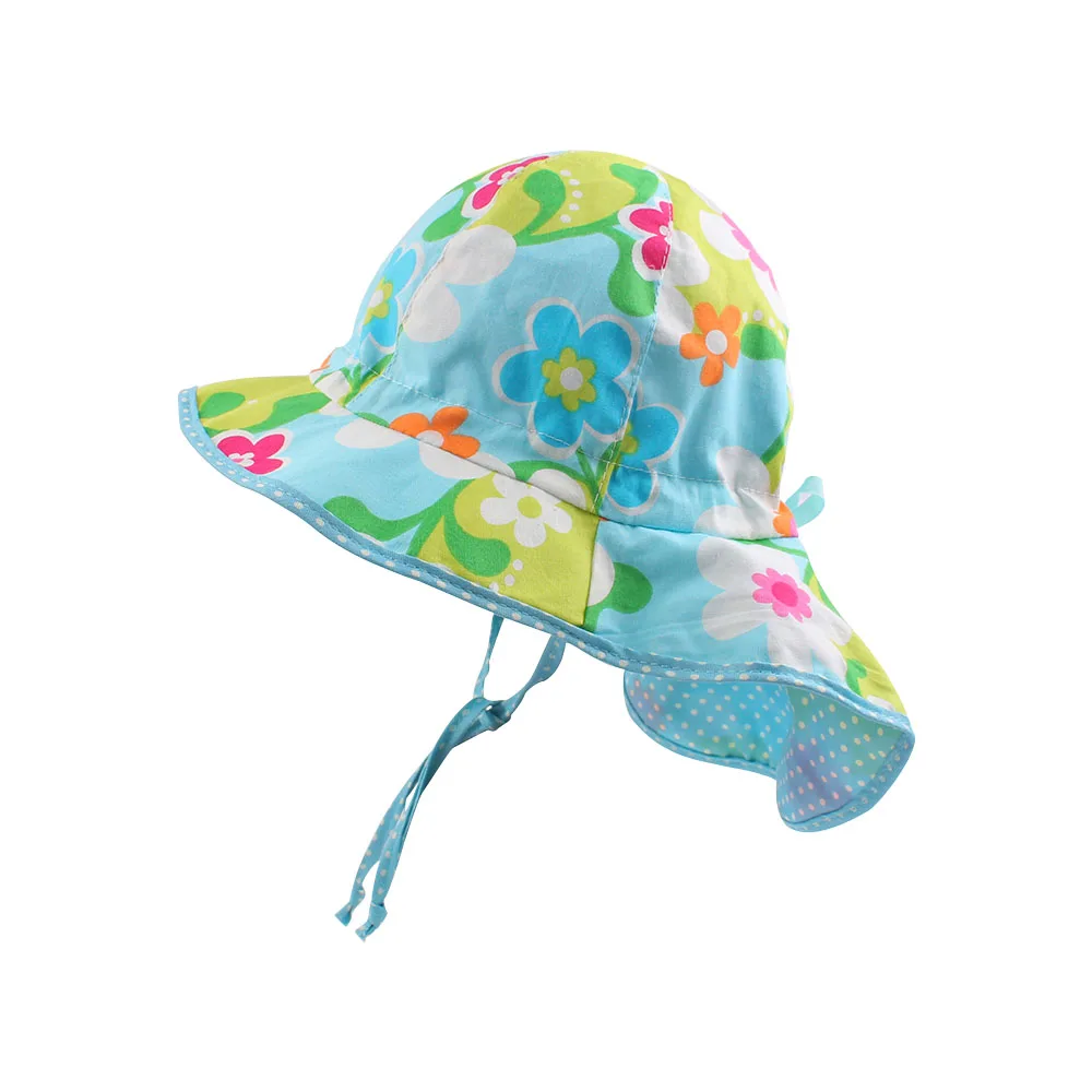 Floral Print Baby Sun Hat Infant Toddler Girls Summer UV Protection Cap withWide Brim and Neck Guard Ultra-Thin Breathable Cool (3)