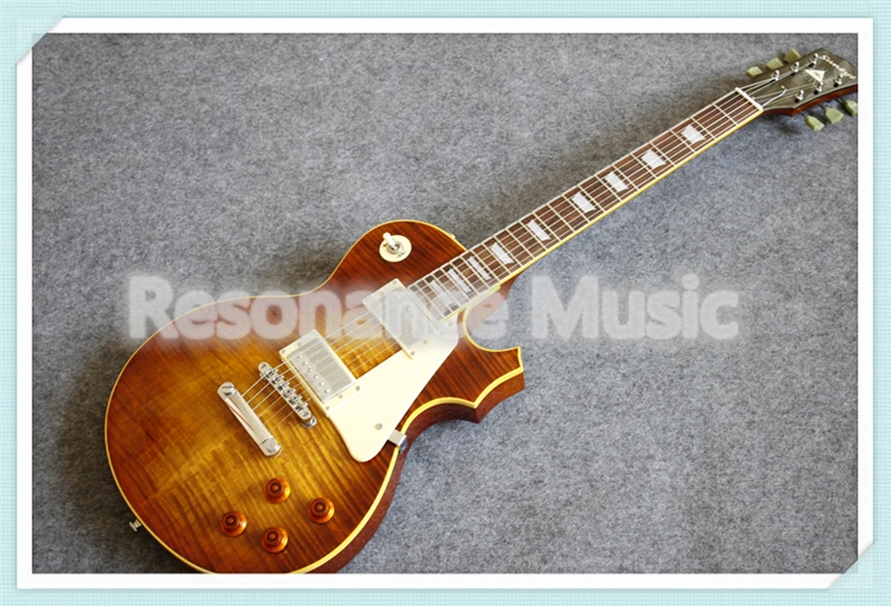

China Custom Shop Solid Mahogany Guitar Body Suneye LP Standard Style Electric Guitars With Cream Pickguard & Guitar Binding