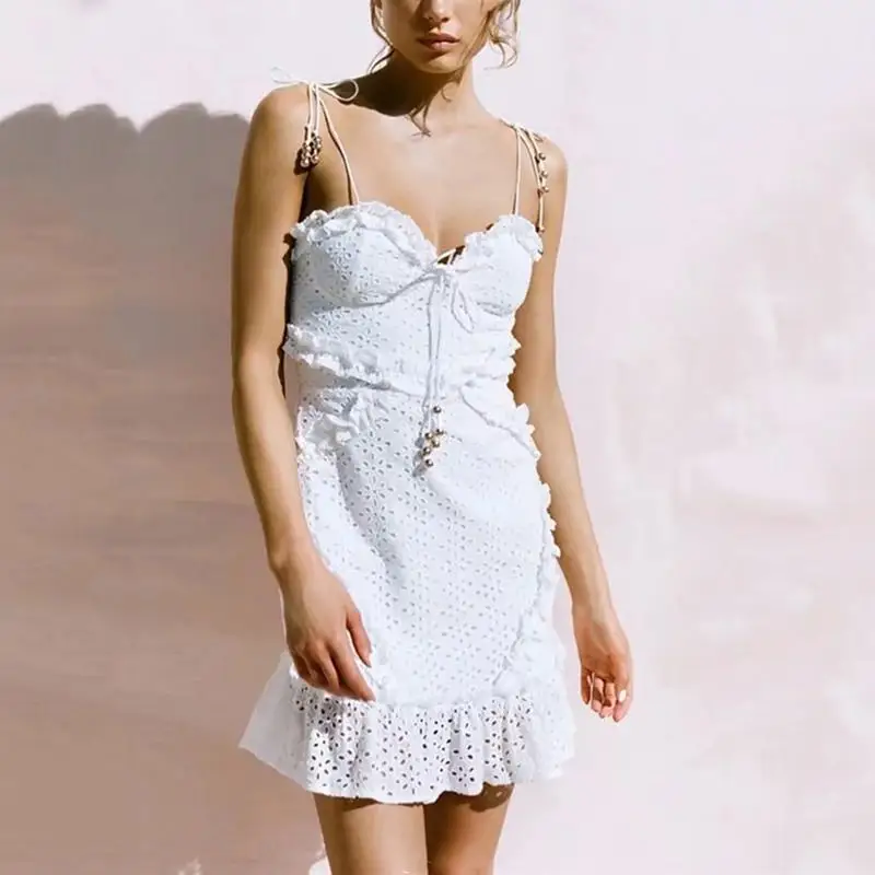 Летнее платье винтажные Бохо платья Элегантное Белое Платье женское Спагетти ремень Открытое сексуальное платье женская одежда vestidos