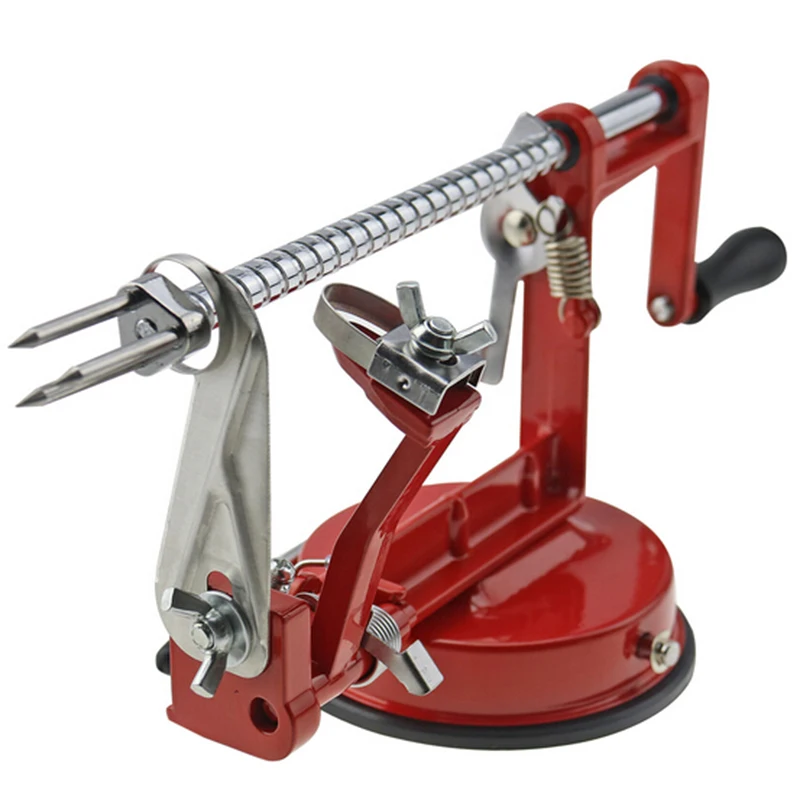 

Apple Peeler Corer Potato Coring Machine Fruit Cutter Slicer Kitchen Tool 3 in 1 Stainless Steel Red