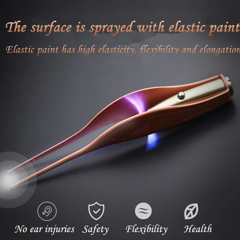 

LED Light Ear Pick Wax Curette Remover Flashlight Earpick Spoon Ear Cleaner Tweezer Cleaning Device With 3 Tips Ears Care Tool