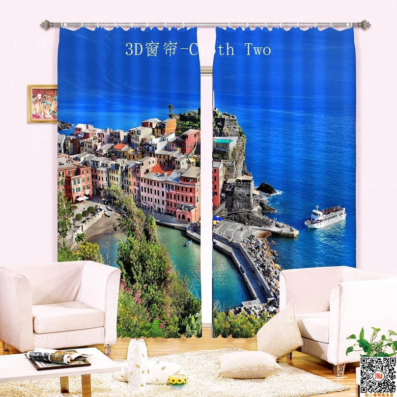 

New Seaview photo printing 3d curtain shade fabric