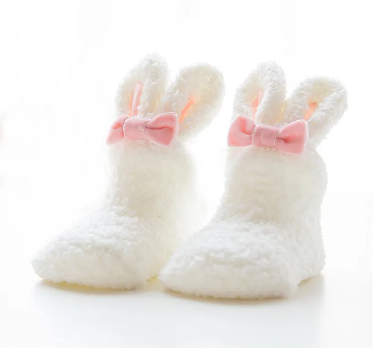 3 вида стилей Зимние коралловые флисовые Детские Девочки носки для новорожденных Детские теплые Утолщенные мягкие милые заячьи ушки