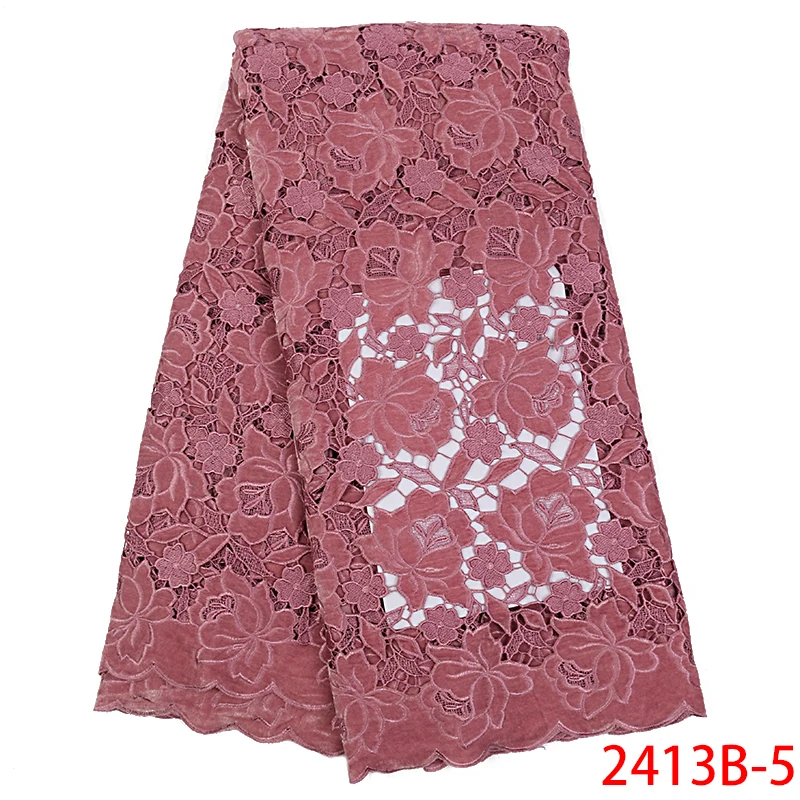 

High-End Laces 2019 Guipure Velvet Lace Fabric African Water Soluble Laces Fabric for Women Wedding Party Dress KS2413B-5