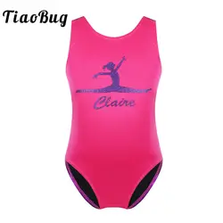 TiaoBug/детский гимнастический купальник без рукавов для девочек, блестящий гимнастический купальник с принтом для балета, спортивный костюм