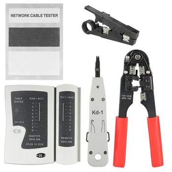 

Network Wire Strippers+Cable Tester+Stripping Wire Knife+Modular Plug with Storage Pouch