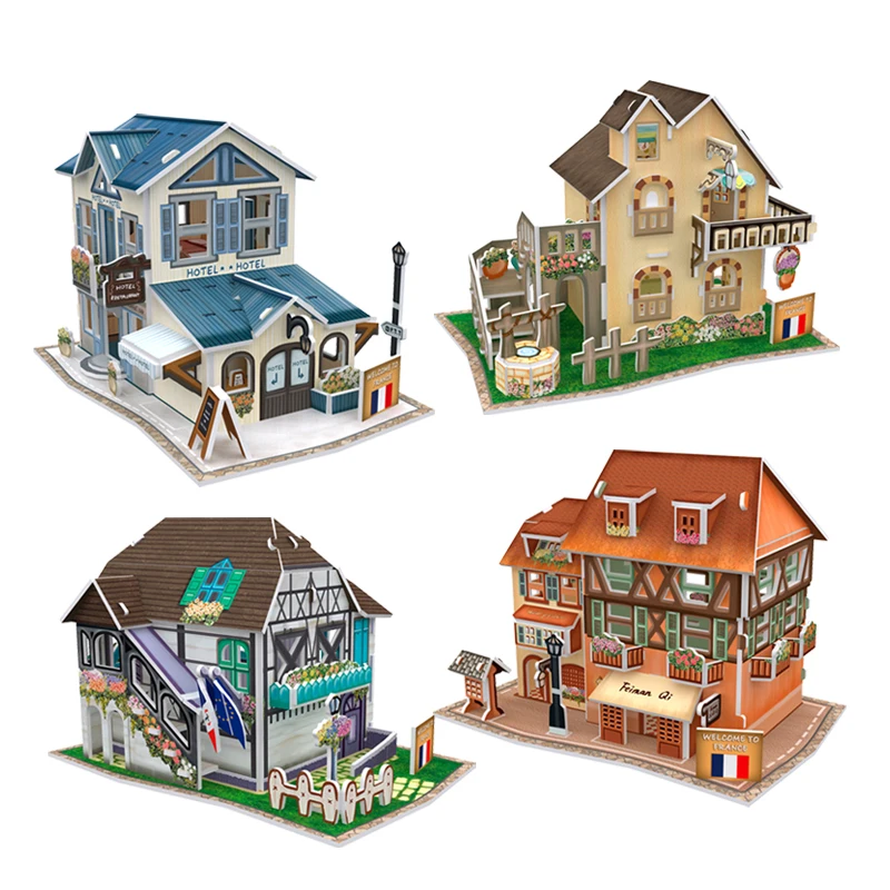 

CubicFun Cardboard Model Toy DIY France House 3D Paper Puzzle Assembly Building Kits Puzzles For Adults Gift