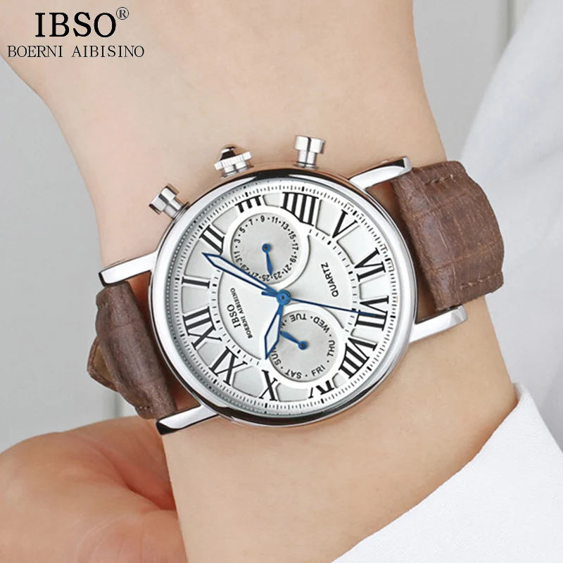 

IBSO Woman Watch 2017 Top Brand Luxury Brown Leather Strap Women Clock Ladies Quartz Watches Relogio Feminino Female Wristwatch