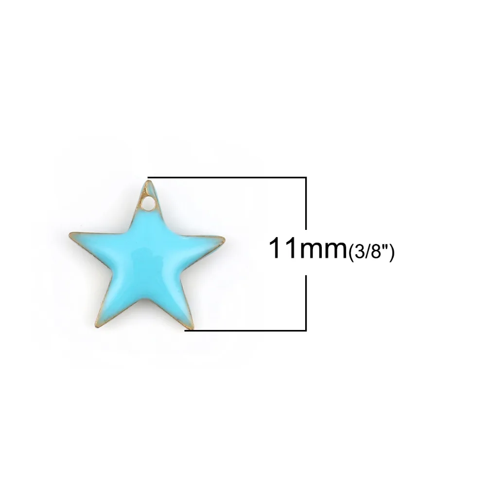 DoreenBeads медные амулеты подвеска Звезда Пентаграмма золото розовый синий эмаль романтические поделки 12 мм(4/") х 11 мм(3/8"), 10 шт