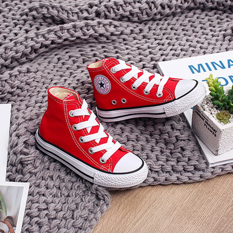 Najtaniej Wiosna jesień wysokie trampki dziewczyna buty dziecięce 13 kolorów maluch chłopiec trampki dziecięce dzieci Canvas Star Sneakers buty dla dzieci