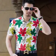 Men Dress Leisure Shirt Slim Fit Summer Men Hawaiian Shirt Men Korean Short Sleeve Camisa Floral Shirts Mens Plus Size 6XL