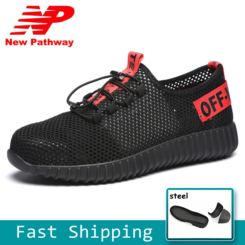 

Cheap Men's Steel Toe Work Safety Shoes Breathable Mesh Material Upper and Puncture-proof Soles Plus Size 36-45