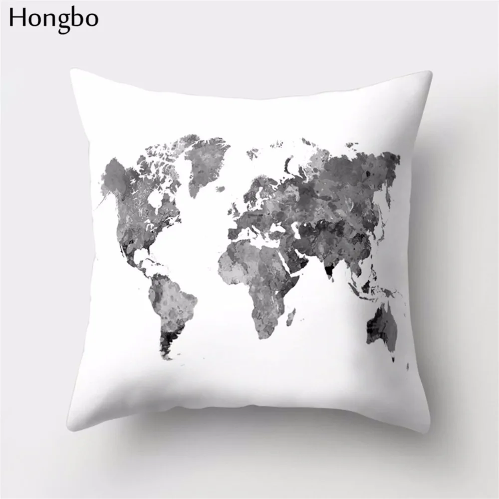 Hongbo 1 шт., винтажный цветной чехол для подушки с рисунком карты мира, чехол для подушки из полиэстера, домашний декор для автомобиля, дивана