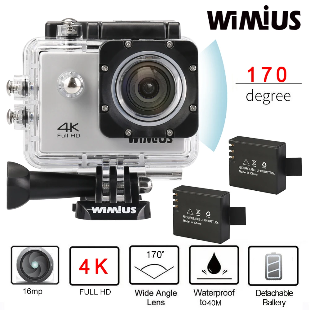 Wimius 4 К Wifi Действий Камеры 2.0 &quotЖК фотоаппарат Full HD 1080 P 60fps шлем Спорта Mini DV 170D