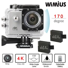 Wimius 4 К Wifi Действий Камеры 2.0 “ЖК фотоаппарат Full HD 1080 P 60fps шлем Спорта Mini DV 170D Объектив 40 М Водонепроницаемый Дайвинг Камара Deportiva экшн камера