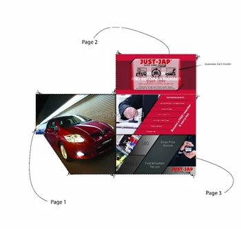 

Custom Made Special Die Cut Folding Flyers Brochures with business card holder