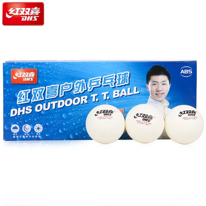

DHS OUTDOOR Table Tennis Balls (Stable Performance in All Weather, Seamed ABS 40+ Balls) Plastic Ping Pong Balls