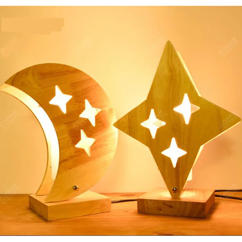 

Solid wood Star Moon LED desk lamp modern brief art lamps Nordic living room study bedroom bedside desk light ZA927703