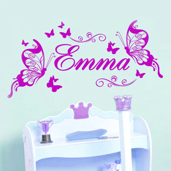 Personalized Custom Name Butterflies Vinyl Wall De...