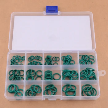 

150pcs/Kit Green FKM Rubber Airtight O-Ring Gasket Seals Assortment 15 Sizes