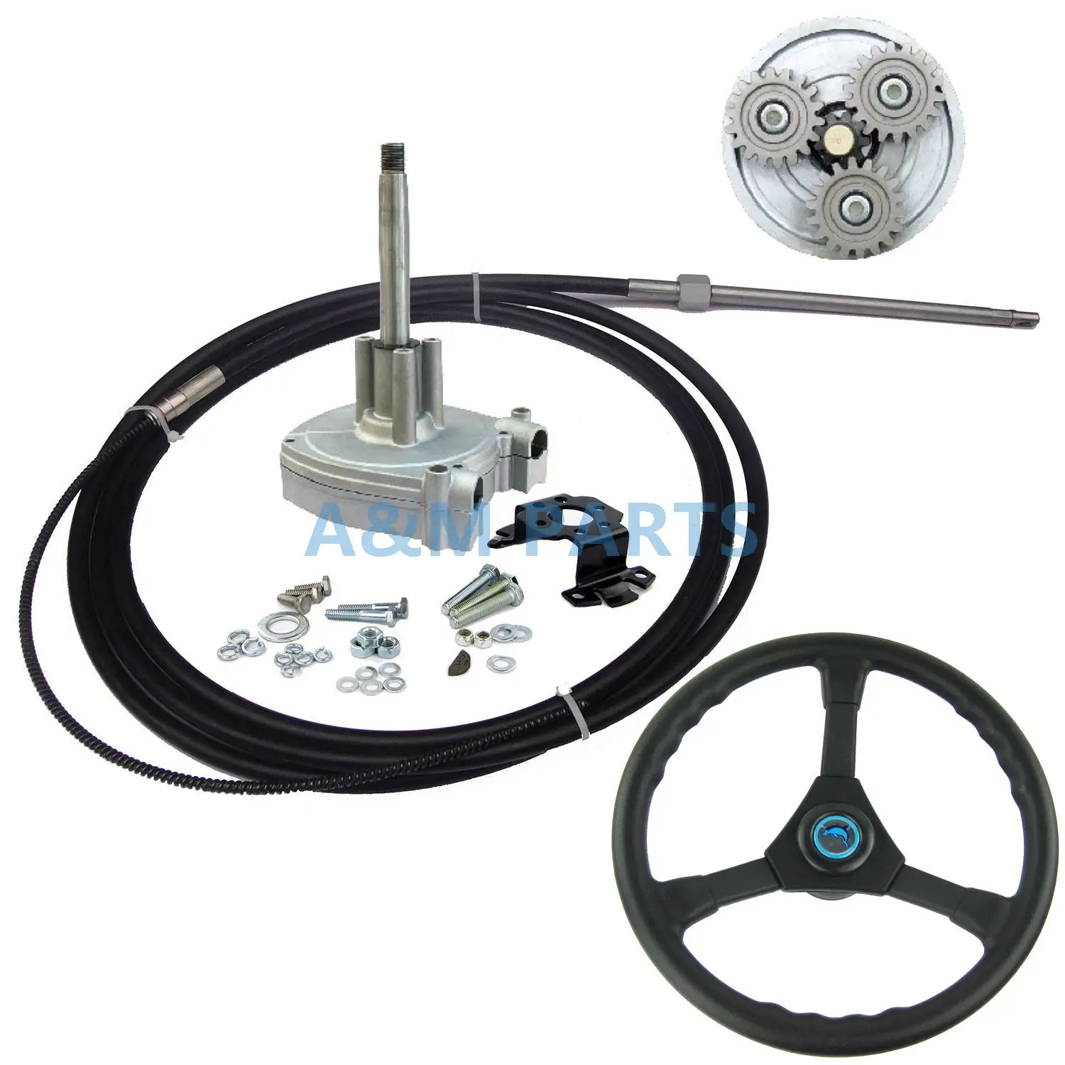 14 FT Gear Outboard Engine Boat Marine Steering System With