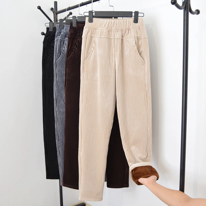 White Streetwear High Waist Women's Pants Loose Contrast