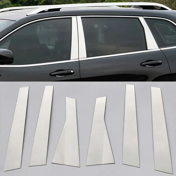 6PC FIT FOR 2014 2017 JEEP CHEROKEE WINDOW CHROME PILLAR POST COVER