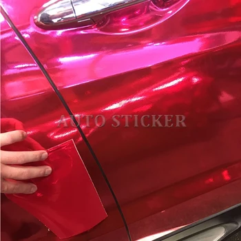 

Rose Red Mirror Chrome Vinyl Wrap Film Stretch Adhesive Sticker Decal Sheet Color Change DIY Auto Stickers Decal Car Accessories