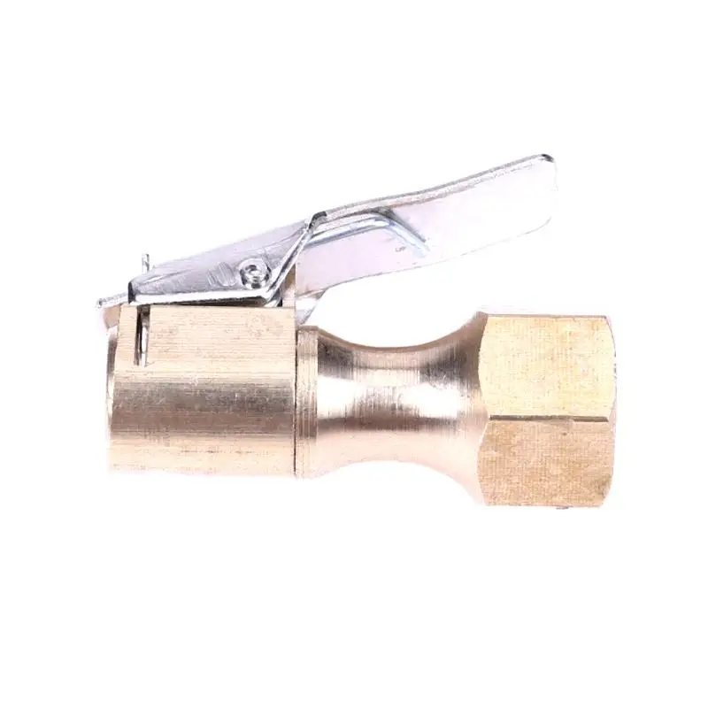 Brass Car Tire Inflator Tool Valve Stem Connector Copper Air Chuck Lock On Clip For Car