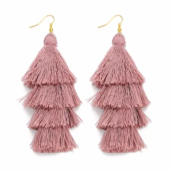 

LOULEUR Bohemian Ethnic Multi-layers Tassel Earrings for Women Long Dangle Drop Statement Earrings 2019 Summer Hot Boho Jewelry