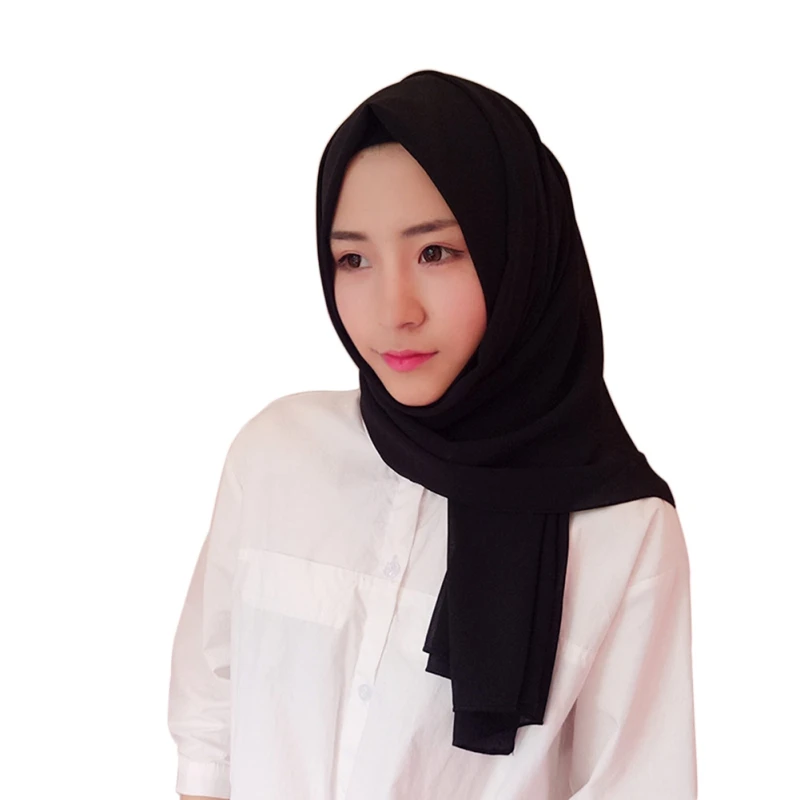 Мусульман длинное шифоновое Женские хиджабы женские головы шеи шарф хиджабы Для женщин Сплошной Цвет исламские хиджабы Новый