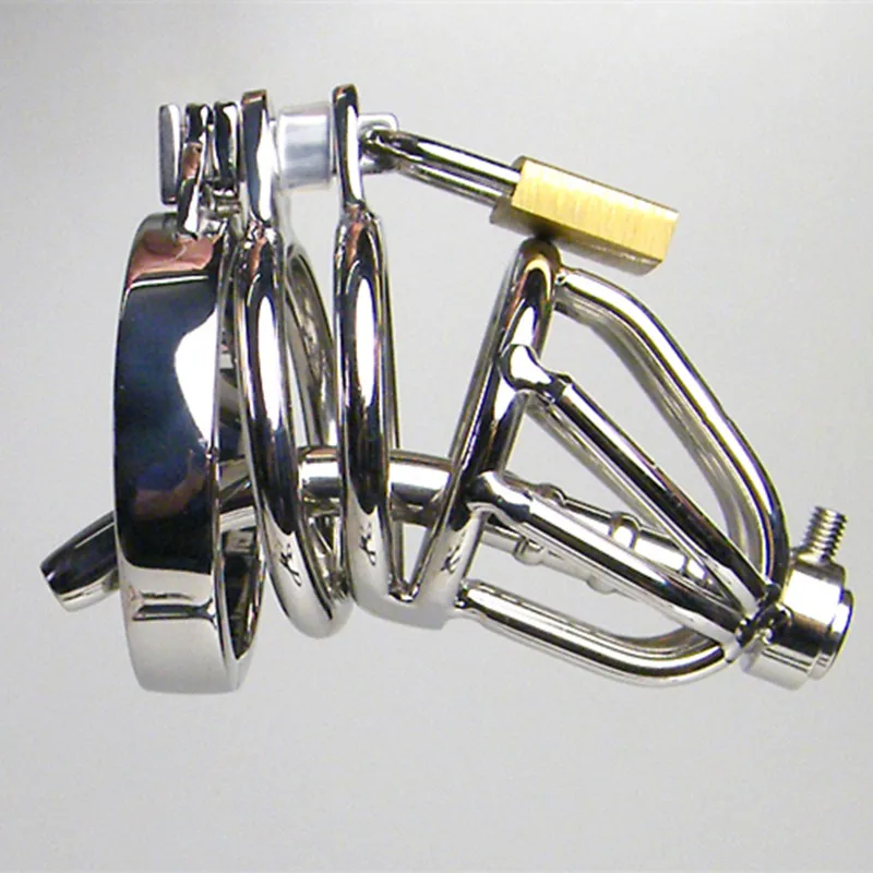 Stainless Steel Chastity Device With Urethral Sound Dilatation Plug Cock Cage